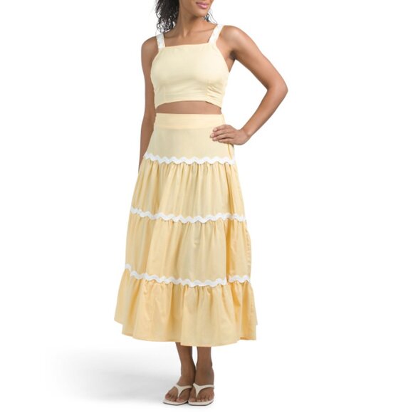 US TOGETHER Butter 2pc Top And Skirt Set With Ric Rac Details